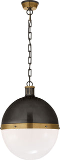Hicks Extra Large Pendant | Bronze and Hand-Rubbed Antique Brass | White Glass