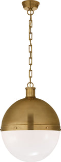 Hicks Extra Large Pendant | Hand-Rubbed Antique Brass | White Glass