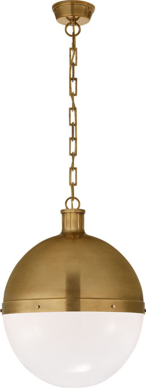 Hicks Extra Large Pendant | Hand-Rubbed Antique Brass | White Glass