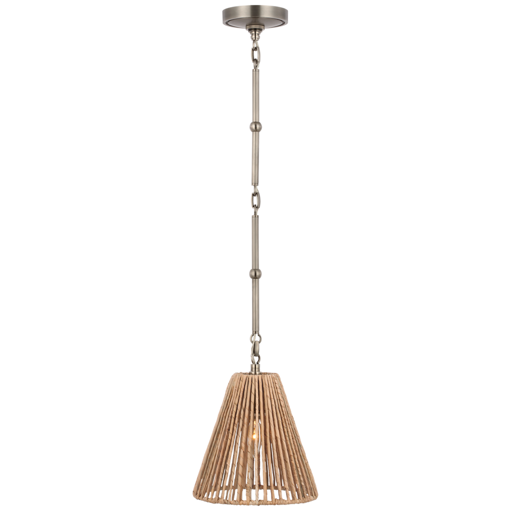 Goodman Petite Hanging Shade | Antique Nickel | Natural Abaca Shade
