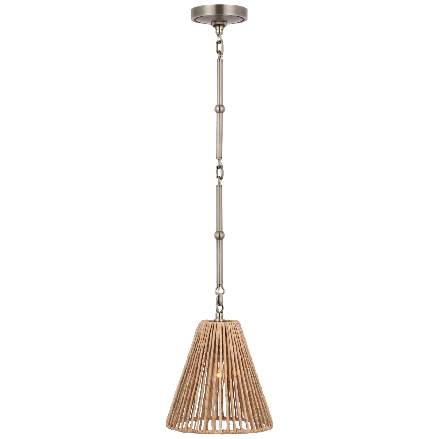 Goodman Petite Hanging Shade | Antique Nickel | Natural Abaca Shade