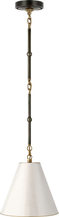 Goodman Petite Hanging Shade | Bronze and Hand-Rubbed Antique Brass | Antique White Shade