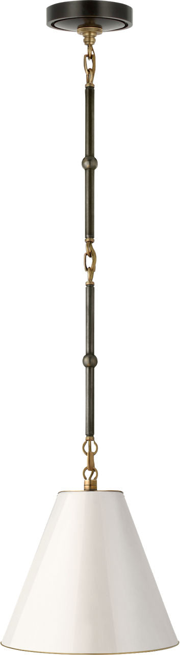 Goodman Petite Hanging Shade | Bronze and Hand-Rubbed Antique Brass | Antique White Shade
