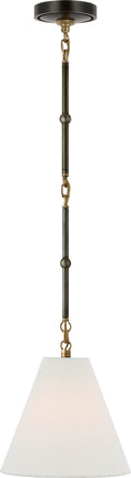 Goodman Petite Hanging Shade | Bronze and Hand-Rubbed Antique Brass | Linen Shade