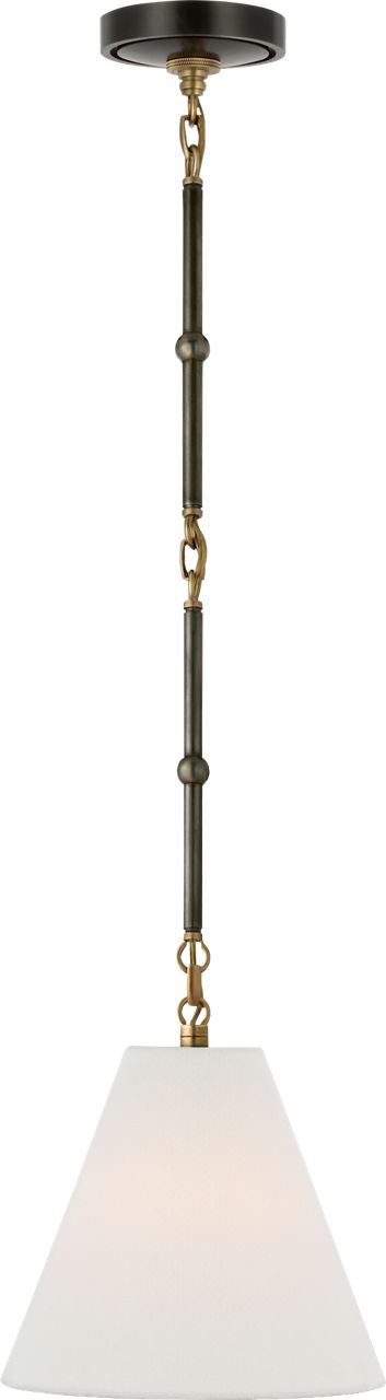Goodman Petite Hanging Shade | Bronze and Hand-Rubbed Antique Brass | Linen Shade