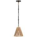 Goodman Petite Hanging Shade | Bronze and Hand-Rubbed Antique Brass | Natural Abaca Shade