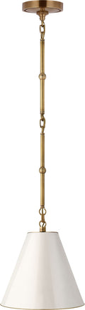 Goodman Petite Hanging Shade | Hand-Rubbed Antique Brass | Antique White Shade