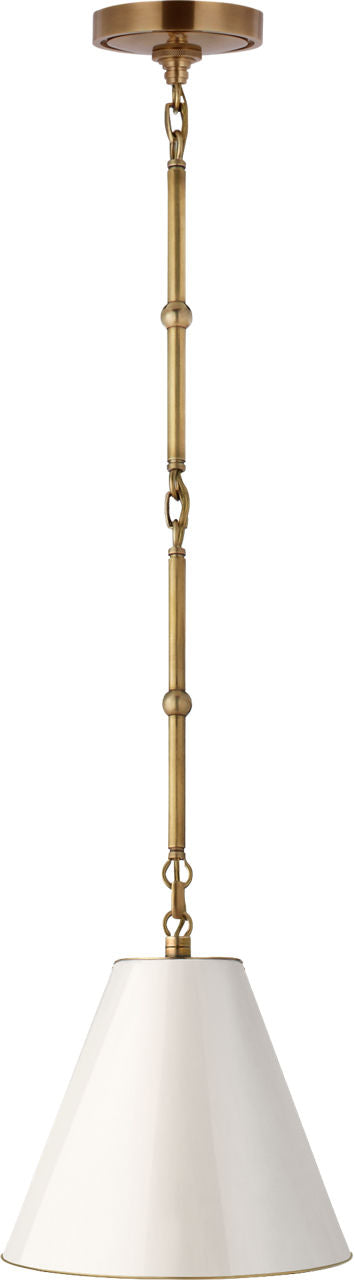 Goodman Petite Hanging Shade | Hand-Rubbed Antique Brass | Antique White Shade