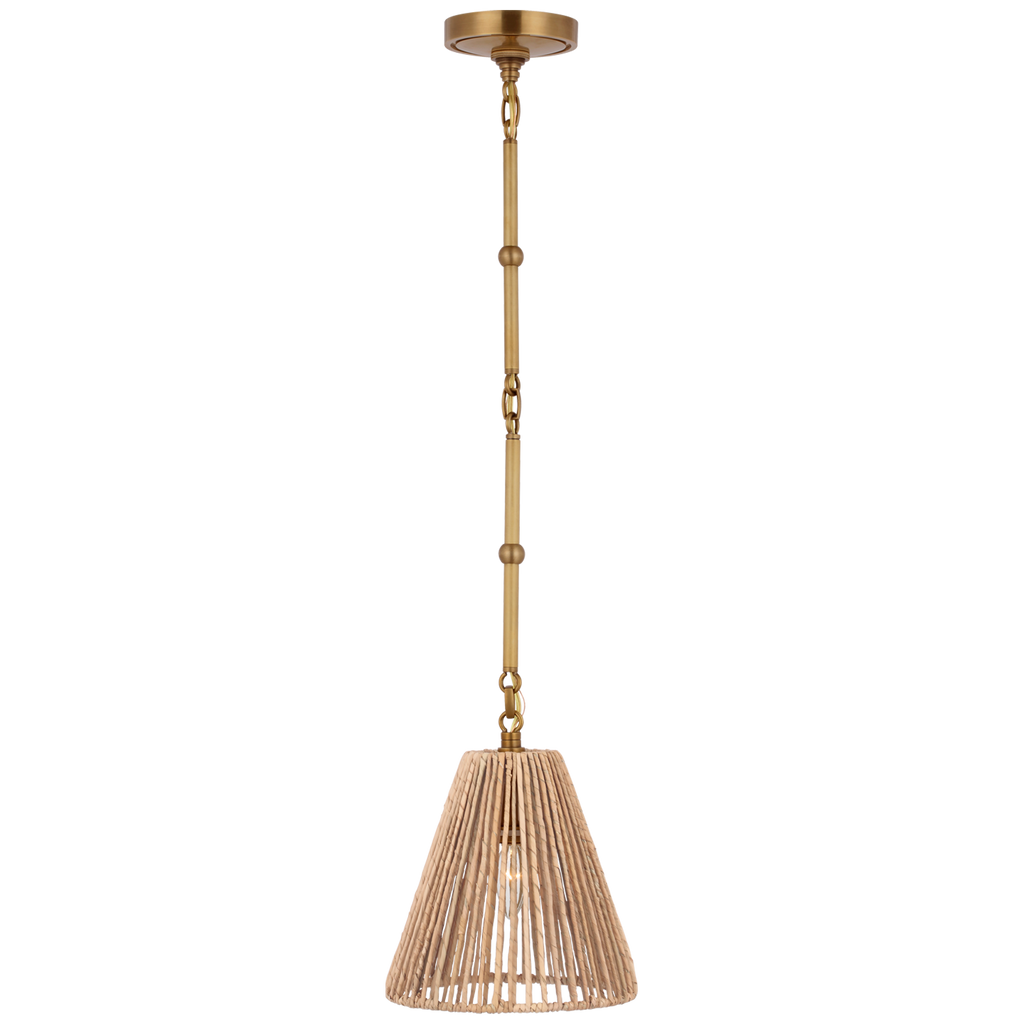 Goodman Petite Hanging Shade | Hand-Rubbed Antique Brass | Natural Abaca Shade