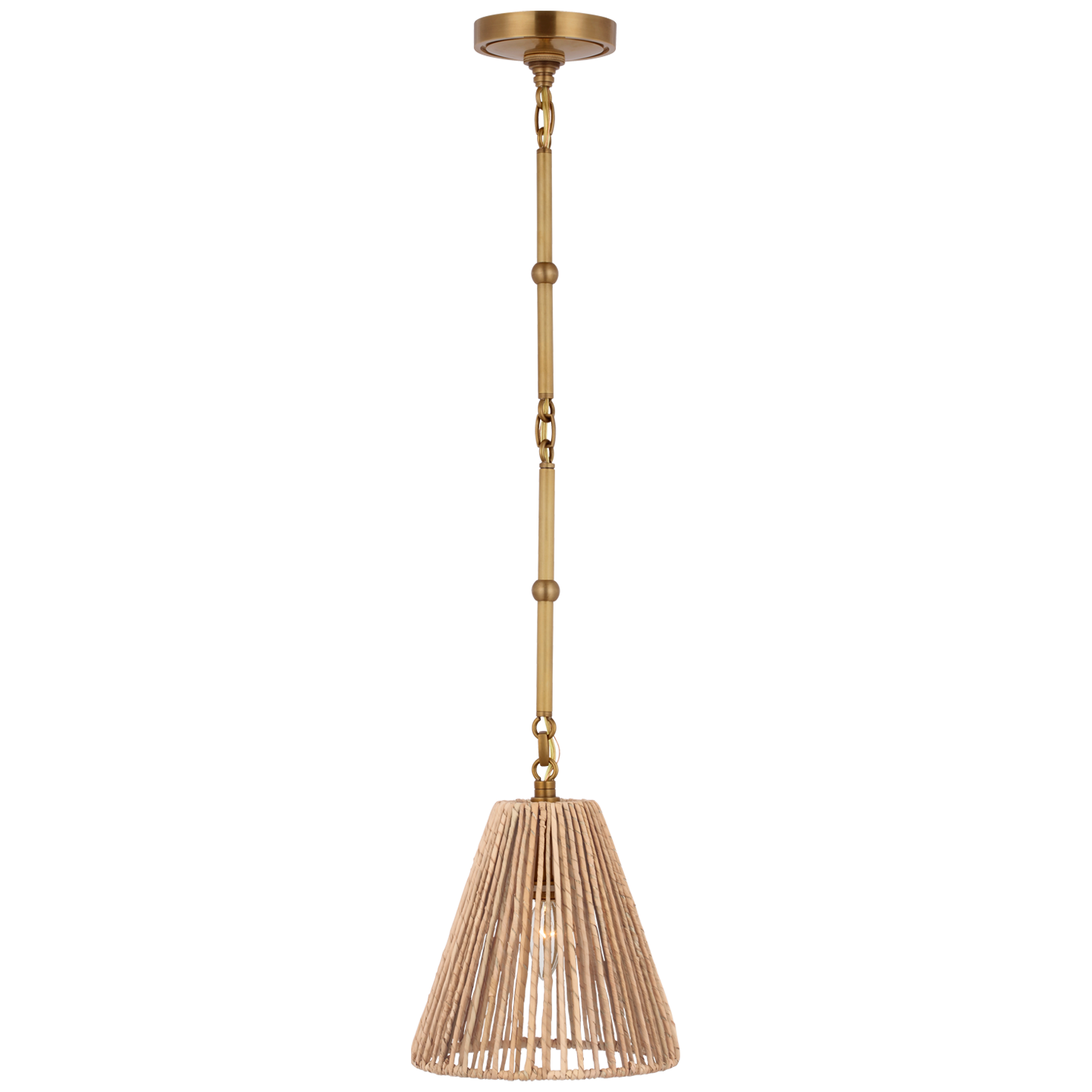 Goodman Petite Hanging Shade | Hand-Rubbed Antique Brass | Natural Abaca Shade