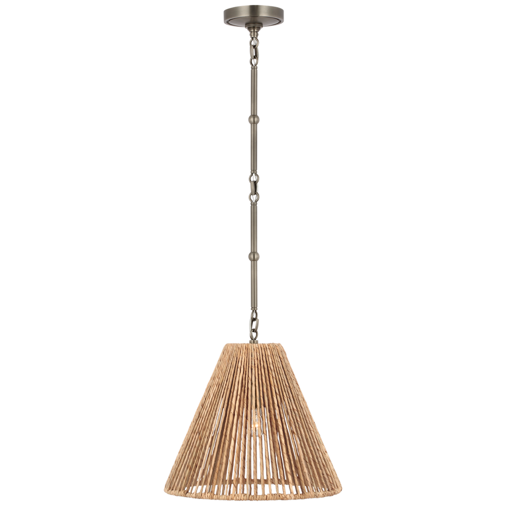 Goodman Small Hanging Light | Antique Nickel | Natural Abaca Shade