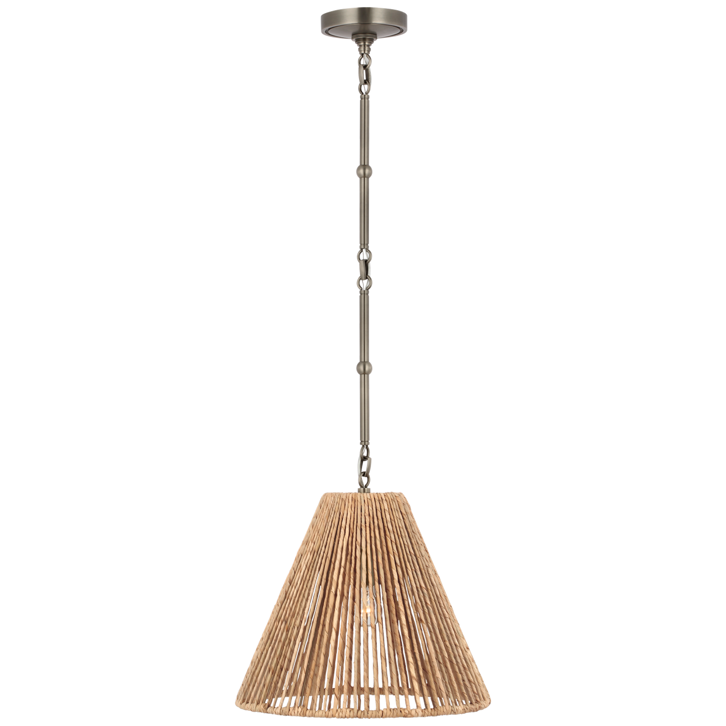 Goodman Small Hanging Light | Antique Nickel | Natural Abaca Shade