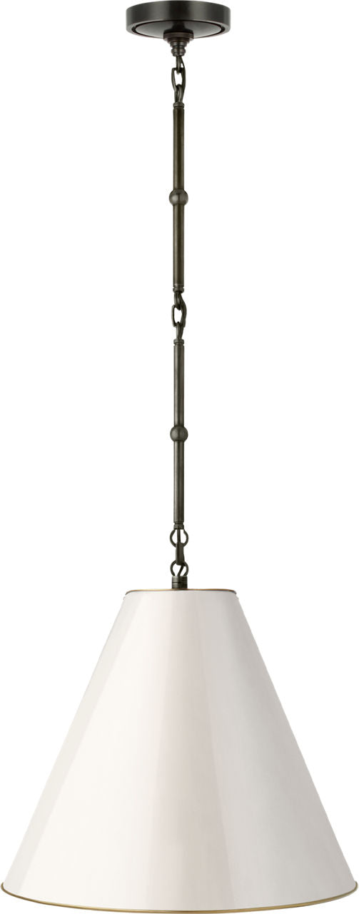 Goodman Small Hanging Light | Bronze | Antique White Shade
