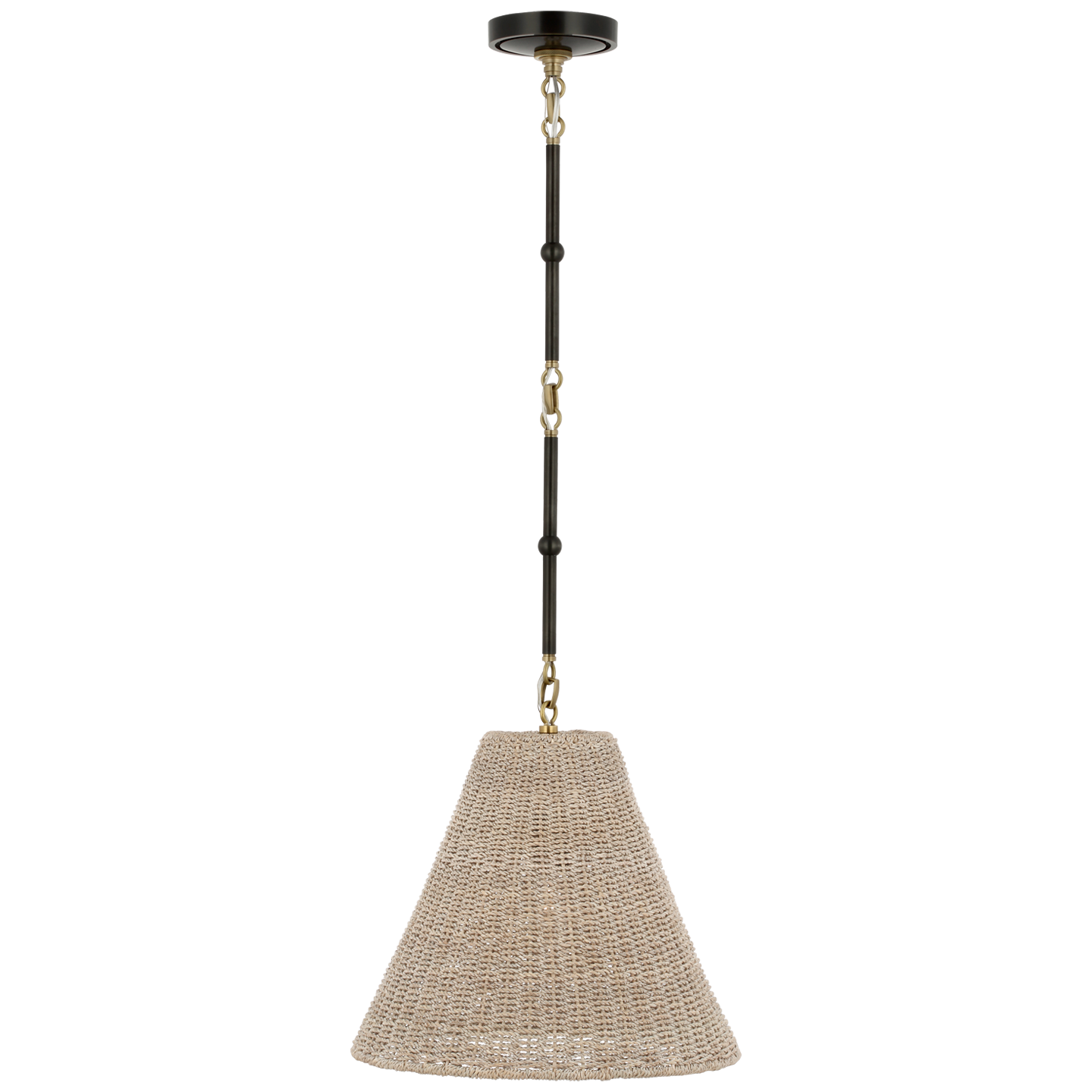 Goodman Small Hanging Light | Bronze and Hand-Rubbed Antique Brass | Ash Shade