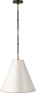 Goodman Small Hanging Light | Bronze and Hand-Rubbed Antique Brass | Antique White Shade