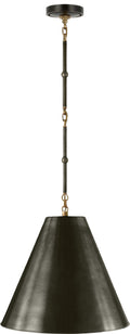 Goodman Small Hanging Light | Bronze and Hand-Rubbed Antique Brass | Bronze Shade