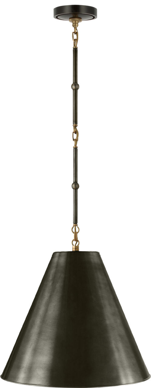 Goodman Small Hanging Light | Bronze and Hand-Rubbed Antique Brass | Bronze Shade