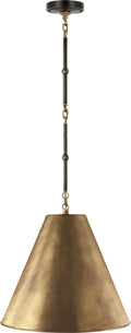 Goodman Small Hanging Light | Bronze and Hand-Rubbed Antique Brass | Hand-Rubbed Antique Brass Shade