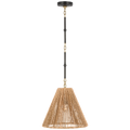 Goodman Small Hanging Light | Bronze and Hand-Rubbed Antique Brass | Natural Abaca Shade