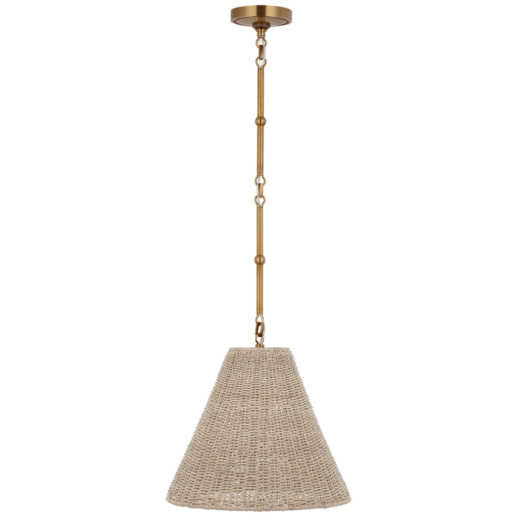 Goodman Small Hanging Light | Hand-Rubbed Antique Brass | Ash Shade