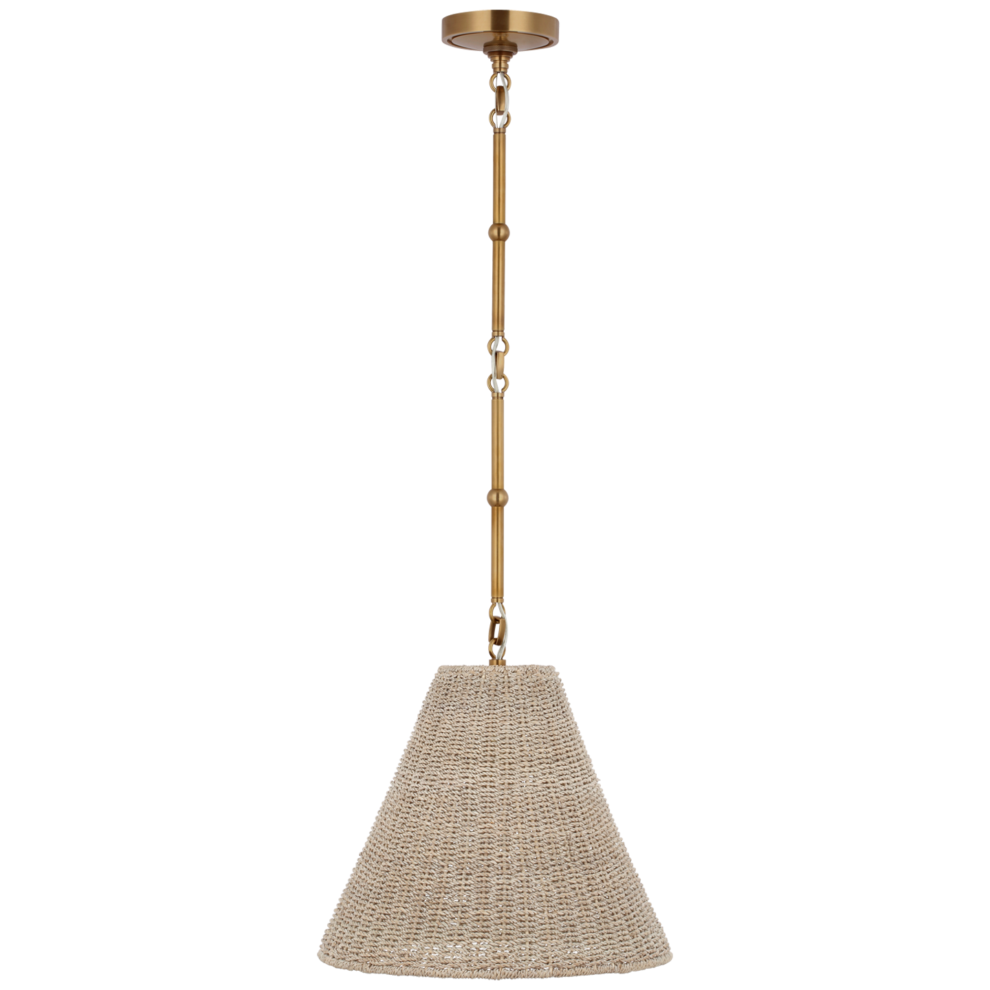 Goodman Small Hanging Light | Hand-Rubbed Antique Brass | Ash Shade
