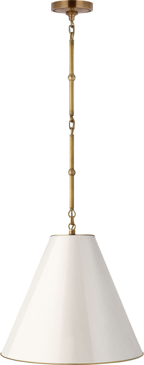Goodman Small Hanging Light | Hand-Rubbed Antique Brass | Antique White Shade