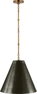 Goodman Small Hanging Light | Hand-Rubbed Antique Brass | Bronze Shade