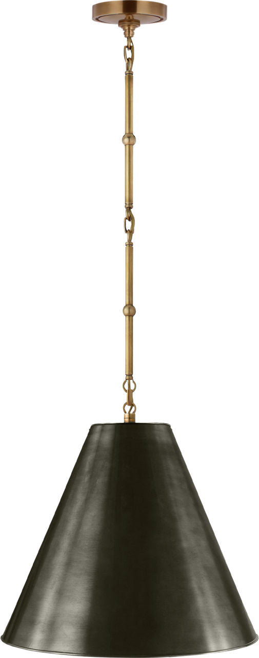 Goodman Small Hanging Light | Hand-Rubbed Antique Brass | Bronze Shade