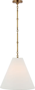 Goodman Small Hanging Light | Hand-Rubbed Antique Brass | Linen Shade
