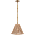 Goodman Small Hanging Light | Hand-Rubbed Antique Brass | Natural Abaca Shade