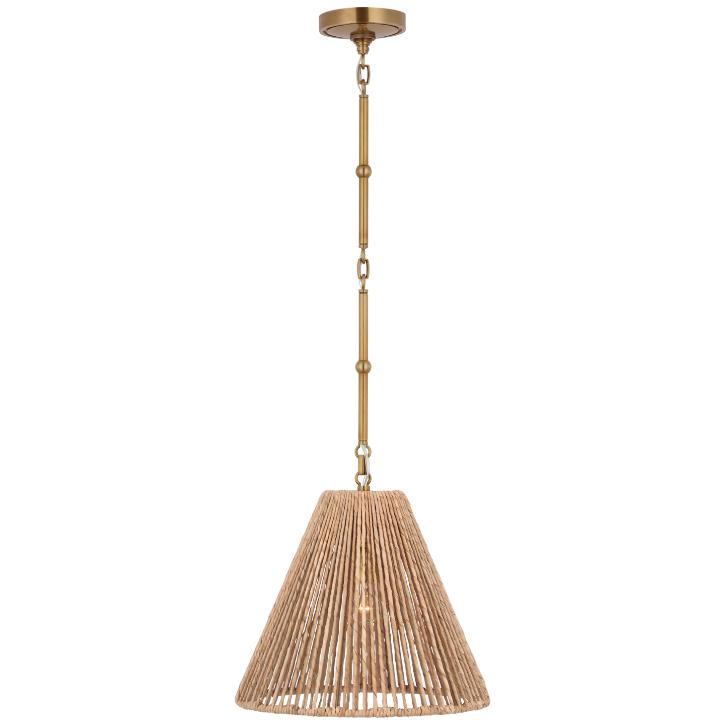 Goodman Small Hanging Light | Hand-Rubbed Antique Brass | Natural Abaca Shade