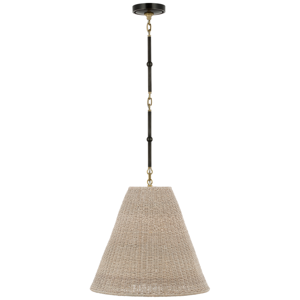 Goodman Medium Hanging Light | Bronze and Hand-Rubbed Antique Brass | Ash Shade