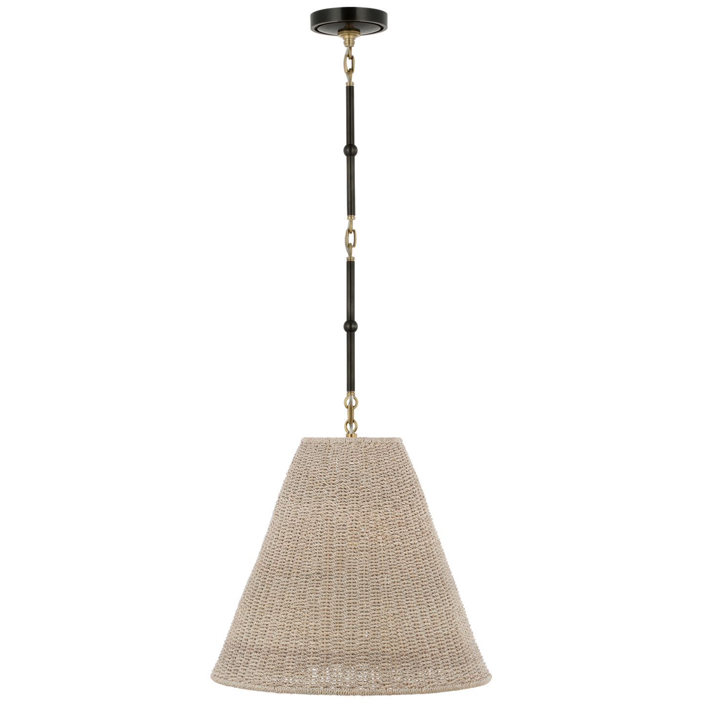 Goodman Medium Hanging Light | Bronze and Hand-Rubbed Antique Brass | Ash Shade