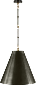 Goodman Medium Hanging Light | Bronze and Hand-Rubbed Antique Brass | Bronze Shade