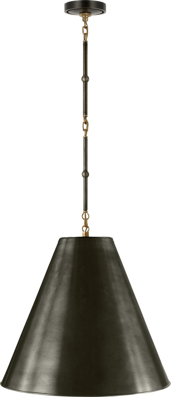 Goodman Medium Hanging Light | Bronze and Hand-Rubbed Antique Brass | Bronze Shade