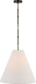 Goodman Medium Hanging Light | Bronze and Hand-Rubbed Antique Brass | Linen Shade