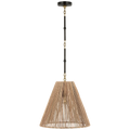 Goodman Medium Hanging Light | Bronze and Hand-Rubbed Antique Brass | Natural Abaca Shade