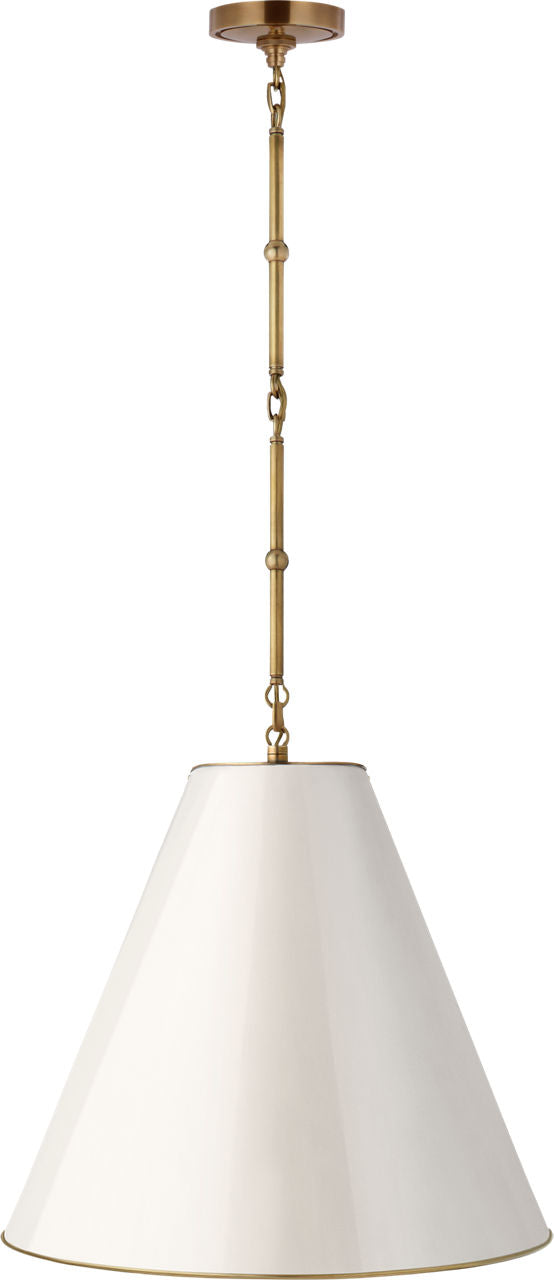 Goodman Medium Hanging Light | Hand-Rubbed Antique Brass | Antique White Shade