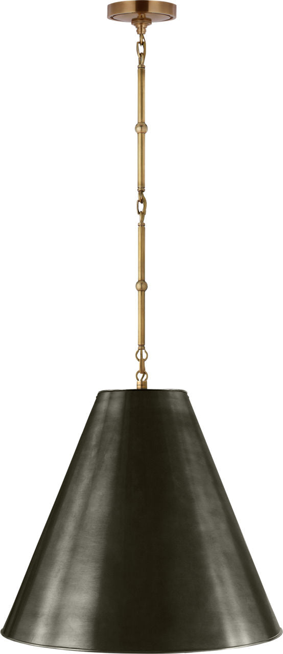 Goodman Medium Hanging Light | Hand-Rubbed Antique Brass | Bronze Shade