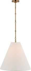 Goodman Medium Hanging Light | Hand-Rubbed Antique Brass | Linen Shade