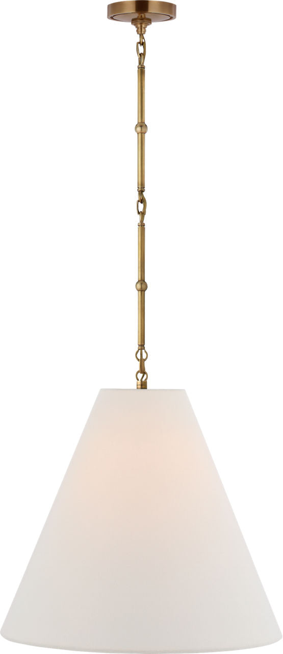 Goodman Medium Hanging Light | Hand-Rubbed Antique Brass | Linen Shade
