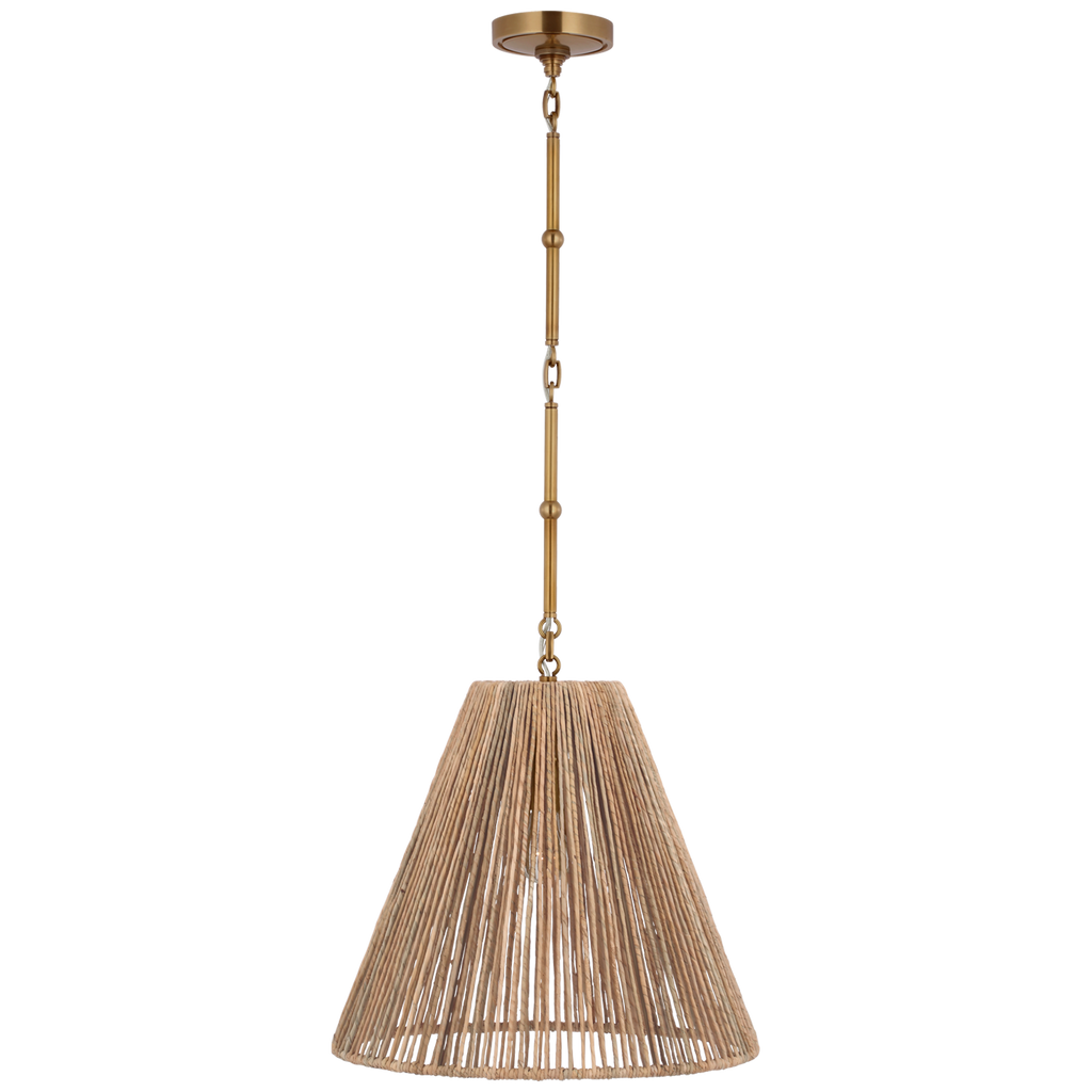 Goodman Medium Hanging Light | Hand-Rubbed Antique Brass | Natural Abaca Shade