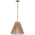 Goodman Medium Hanging Light | Hand-Rubbed Antique Brass | Natural Abaca Shade