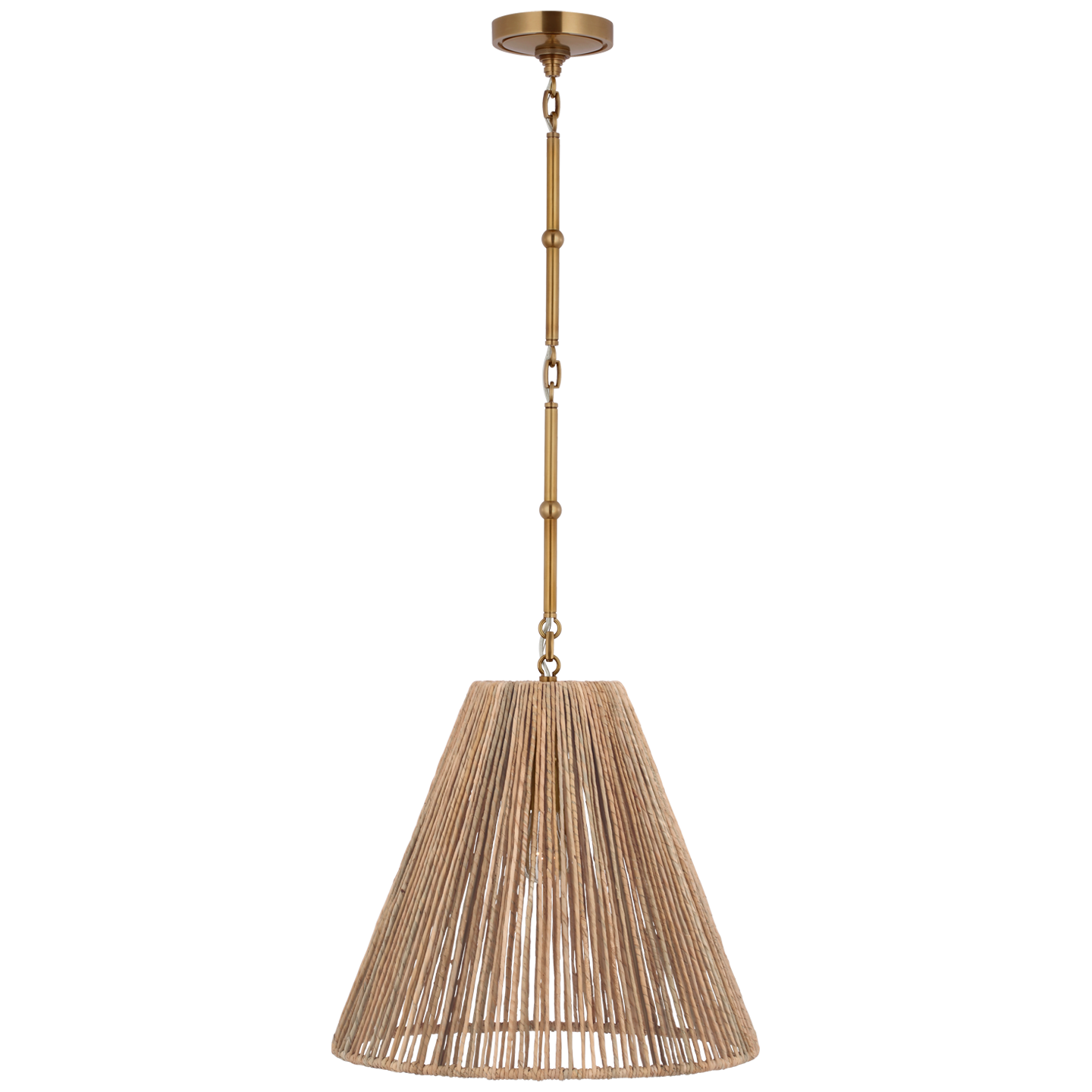 Goodman Medium Hanging Light | Hand-Rubbed Antique Brass | Natural Abaca Shade