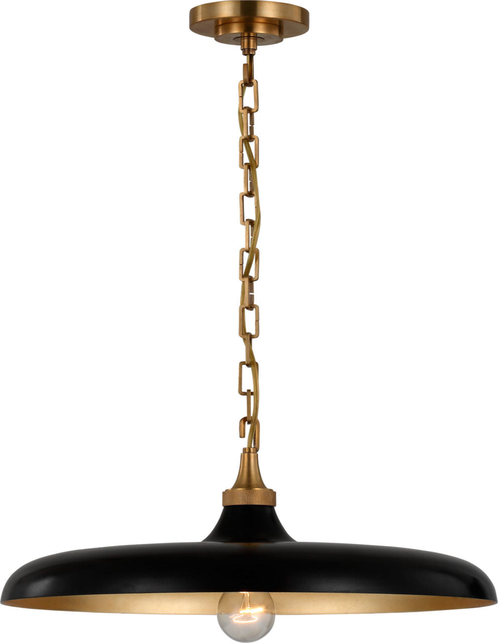 Piatto Medium Pendant | Hand-Rubbed Antique Brass | Aged Iron Shade