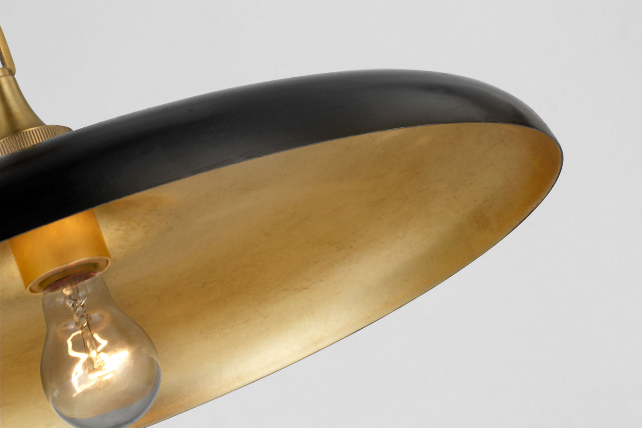 Piatto Medium Pendant | Hand-Rubbed Antique Brass | Aged Iron Shade
