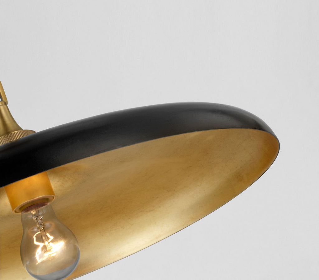 Piatto Medium Pendant | Hand-Rubbed Antique Brass | Aged Iron Shade
