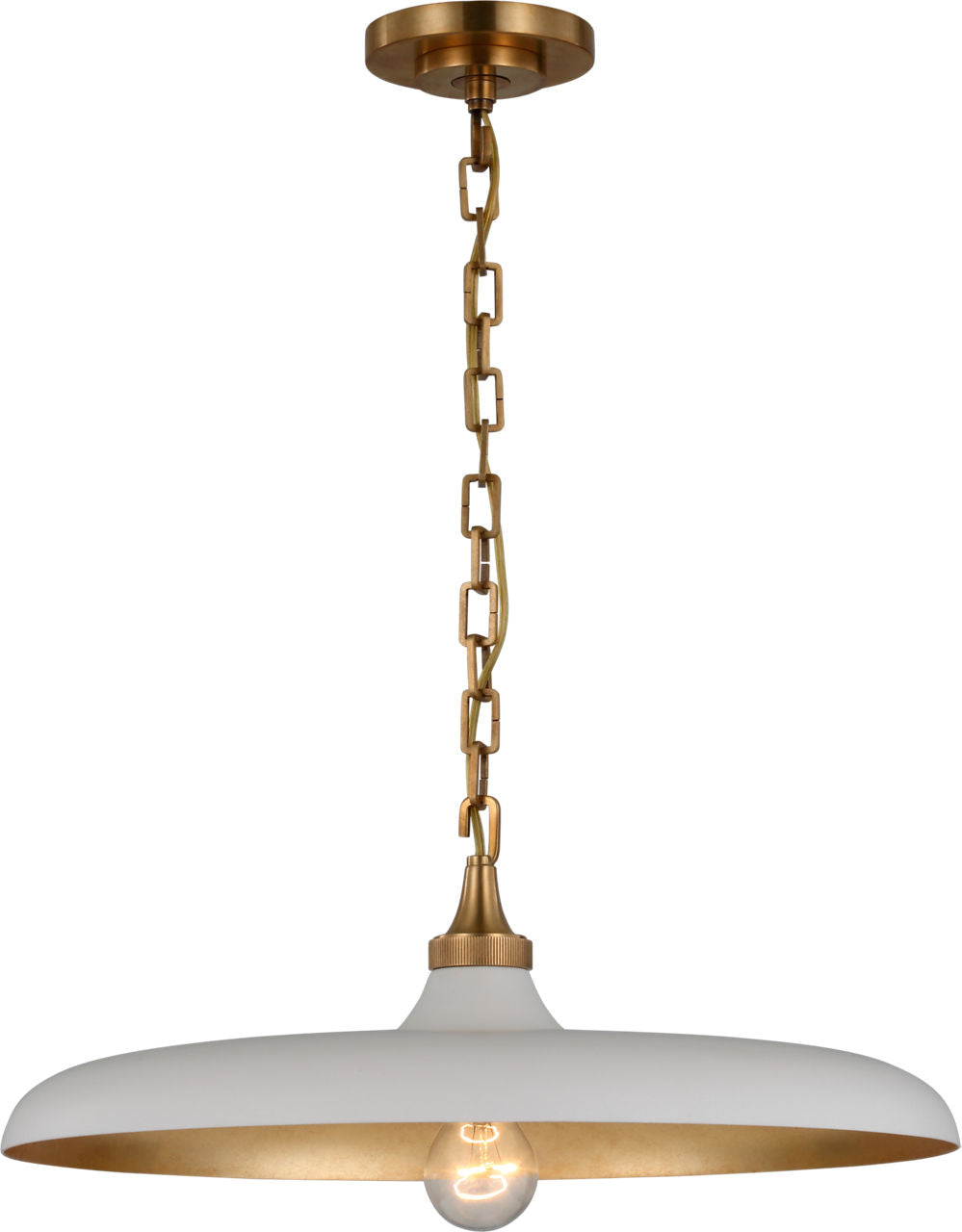 Piatto Medium Pendant | Hand-Rubbed Antique Brass | Plaster White Shade