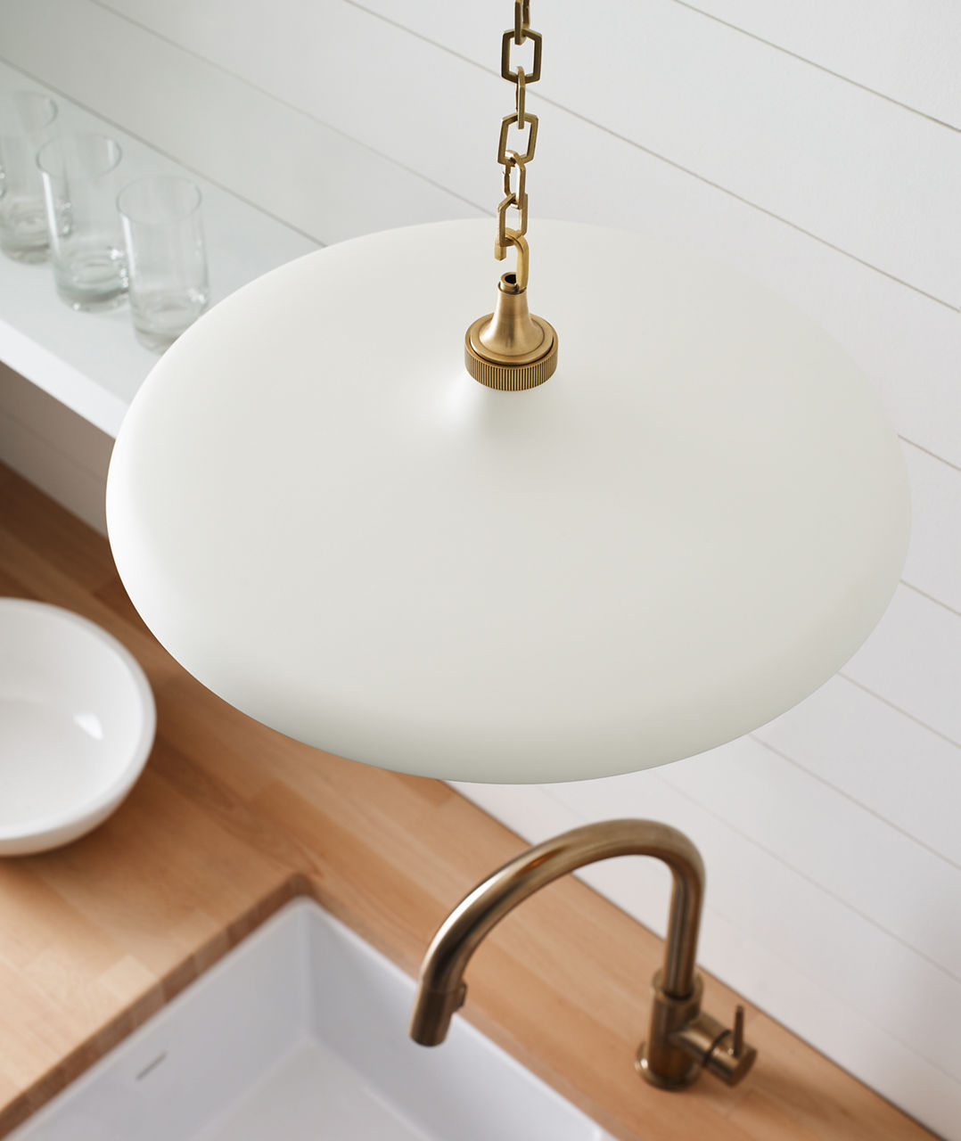 Piatto Medium Pendant | Hand-Rubbed Antique Brass | Plaster White Shade