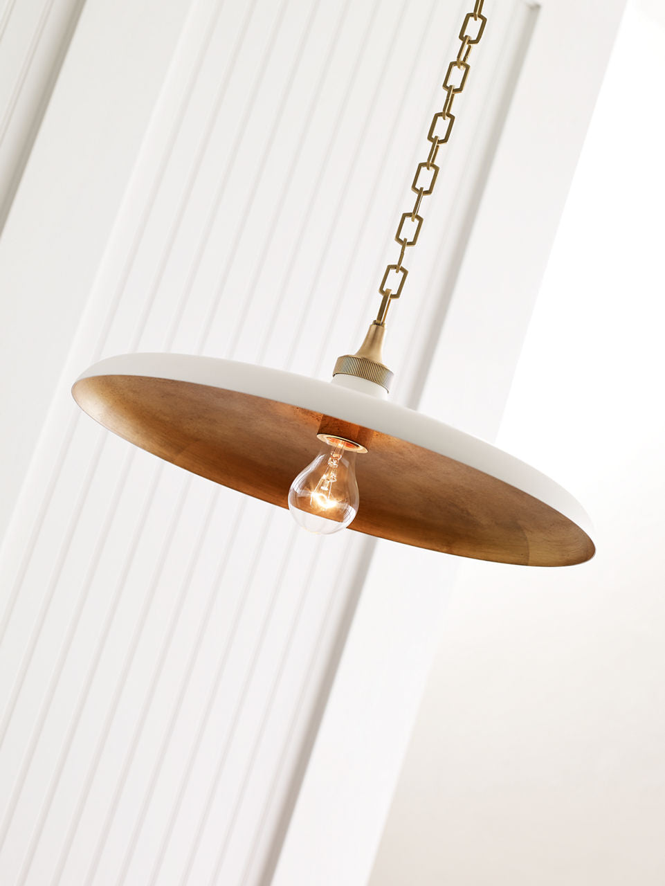 Piatto Medium Pendant | Hand-Rubbed Antique Brass | Plaster White Shade